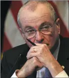  ?? CHRIS PEDOTA - ASSOCIATED PRESS ?? New Jersey Gov. Phil Murphy listens during his daily coronaviru­s news conference in May at the War Memorial in Trenton, N.J.