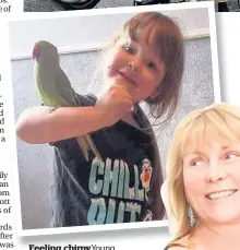  ??  ?? Mirren Calleja was delighted to have pet parakeet Clio home safe and sound