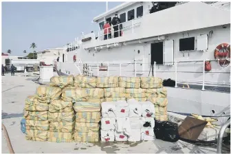  ?? Picture: US Coast Guard ?? SEIZED The huge haul of narcotics seized by the Royal Navy-led task group