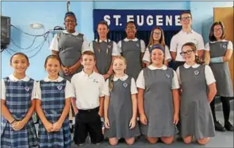  ??  ?? Saint Eugene School, Primos, installed its Student Council for the 2017-18 school year at an assembly with the student community on Friday, Oct. 13. Student Council members pictured in front are: Sarah Kilson, Avery Groh, Owen Bradley, Maggie Shelton,...