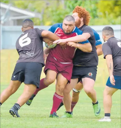  ?? PICTURE / DEBBIE BEADLE ?? Kaikohe centre Jack Tango on the march in the North Zone clash against Panguru in Kaikohe on Saturday. The homeside won 31-21.