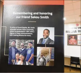  ?? COURTESY ?? The Hawks officially opened the Sekou Smith Media Room at State Farm Arena on Thursday. Smith, who covered the Hawks for The Atlanta Journal-constituti­on and also worked for NBA Digital and Turner, died in January.