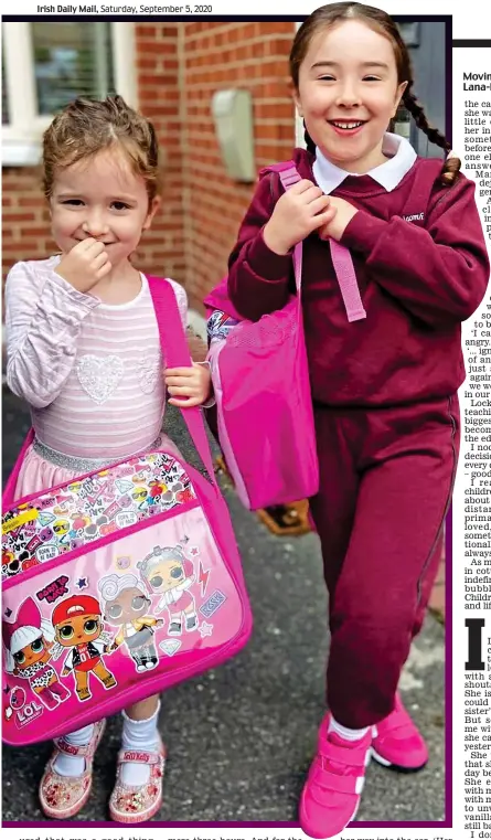  ??  ?? Moving on: Layla, left, and Lana-Rose go back to school
