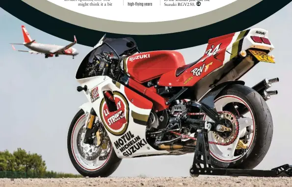  ??  ?? BELOW: The purists may sniff at the modificati­ons, but the bike certainly evokes Schwantz’s high-flying years