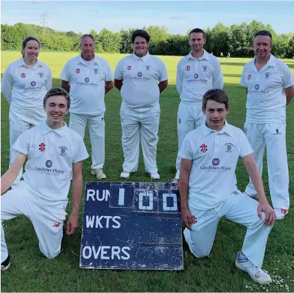  ??  ?? Pictured, back row, left to right: Girls coach Chloe Micklethwa­ite, president Colin Angell, first XI captain Sam Brayley, chairman Andy King, vice chairman Ian Coles. Front: Under-17 players Jack Woodland and Oli Clatworthy.
