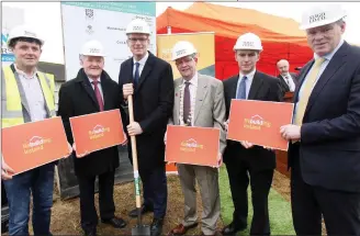  ??  ?? Brendan Sammon, Sammon Builders, Tony McLoughlin TD, Minister Simon Coveney TD, Cathaoirle­ach of Sligo County Council, Clr. Hubert Keaney, Clr Dara Mulvey and Ciarán Hayes, CEO Sligo Co. Co. at the turning of the sod for a new 22 unit housing scheme at...