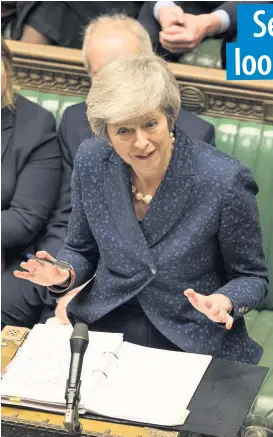  ??  ?? ■ Prime Minister Theresa May during Prime Minister’s Questions in the House of Commons on Wednesday