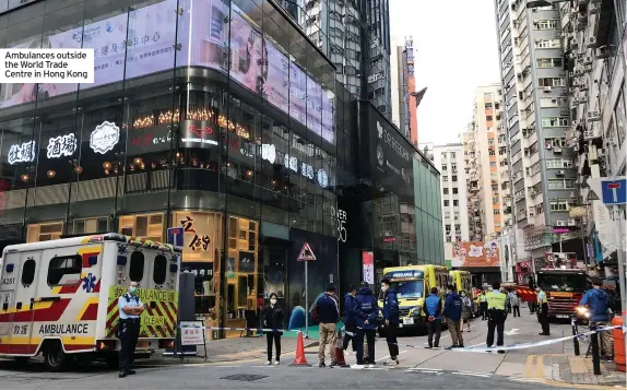  ?? ?? Ambulances outside the World Trade Centre in Hong Kong