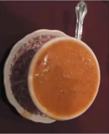  ??  ?? Potato tomato soup at Trenton’s Blue Danube Restaurant.