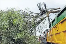  ??  ?? Le grappin pour charger les branches qui obstruent l’Avance