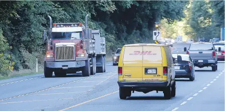  ?? ADRIAN LAM, TIMES COLONIST ?? Vehicles travel the Malahat portion of the Trans-Canada Highway. The Capital Regional District is asking the province to consider installing interval-based speed cameras along a 20-kilometre stretch from Langford to the Mill Bay Road underpass.