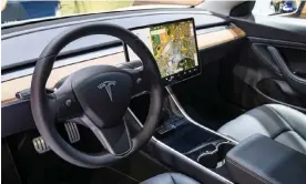  ?? ?? A Tesla Model 3 fitted with a full self-driving system. Photograph: Sjoerd van der Wal/ Getty Images