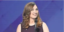  ??  ?? In 2016, Sarah McBride spoke at the Democratic National Convention, becoming the first transgende­r woman to do so. ROBERT DEUTSCH/USA TODAY