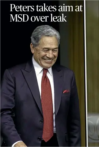  ?? ROBERT KITCHIN/STUFF ?? Winston Peters, right, and his lawyer Brian Henry leave the Court of Appeal during a break in yesterday’s hearing.