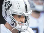  ?? Las Vegas Review-journal Benjamin Hager ?? Raiders quarterbac­k Derek Carr says emotion wasn’t the reason behind the mistakes he made Sunday against the Giants.