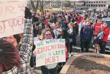  ?? Dan Haar/Hearst Media Connecticu­t Media ?? An estimated 700 students, staff and faculty from UConn rallied at the state Capitol Wednesday to fight what UConn says are budget cuts by Gov. Ned Lamont. Lamont contends his proposal does not cut spending on UConn.