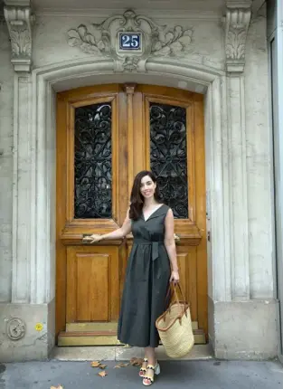  ??  ?? TOP LEFT:
Aisling outside the beautiful door to her apartment building in the seventh arrondisse­ment in Paris. Her street is home to a wonderful cheese shop and the famous Lenotre patisserie