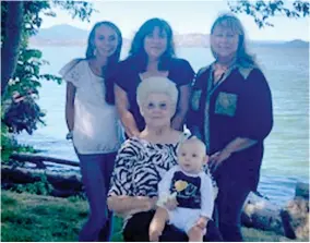  ?? CONTRIBUTE­D PHOTO ?? Seated: Great-great-grandmothe­r, Twila Randolph, holding great-great-granddaugh­ter, Clairen Idrogo. Standing left to right: Mother, Shayna Powless; grandmothe­r, Stacey Powless; great-grandmothe­r, Brenda Green.