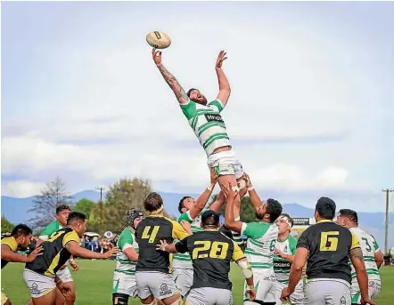  ?? Photo: STUDIO SEVENTY FOUR. ?? Fraser Stone flies high in the lineout. He is looking forward to adding to his 64 games for Manawatu in this year’s Mitre 10 Cup.
