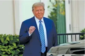  ?? AP PHOTO/LYNNE SLADKY ?? Former President Donald Trump poses for a photo Saturday as he arrives for a GOP fundraiser in Palm Beach, Fla.