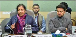  ??  ?? Finance Minister Nirmala Sitharaman and MOS for Finance Anurag Thakur during the first pre-budget consultati­on with financial sector and capital market representa­tives, in New Delhi, Monday