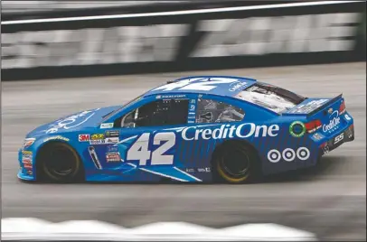  ?? The Associated Press ?? POLE POSITION: Kyle Larson makes his way around the track during practice for a NASCAR Monster Energy NASCAR Cup Series auto race Saturday in Bristol, Tenn. Larson will start on the pole for today’s race.