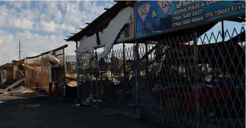  ??  ?? An estimated 30 to 40 vendors’ stalls were reportedly destroyed saturday night during a four-alarm fire at santo Tomas swap meet. JULIO MORALES PHOTO