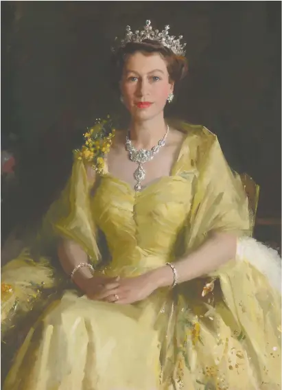  ??  ?? Portrait of Her Majesty Queen Elizabeth II. 1954, oil on canvas. Historic Memorials Collection, Parliament House Art Collection. Australian Parliament House