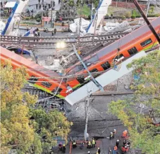  ?? EFE ?? Aspecto de la línea 12 de metro en Ciudad de México tras el derrumbe