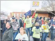  ?? MATT BATES — ENTERPRISE-RECORD FILE ?? Anti-needle distributi­on protesters stand Feb. 18 outside the Chico City Council Chambers in Chico. As the North Valley Harm Reduction Coalition and the state of California face a lawsuit to stop the state-funded needle distributi­on program, the plaintiffs have started a fund to raise money for the continuing legal fight.