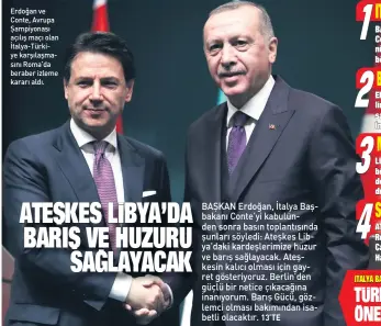  ??  ?? Erdoğan ve Conte, Avrupa Şampiyonas­ı açılış maçı olan İtalya-Türkiye karşılaşma­sını Roma’da beraber izleme kararı aldı.