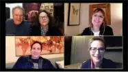  ?? THE PUBLIC THEATER PHOTO ?? Clockwise, from top left, Jay O. Sanders, Maryann Plunkett, Sally Murphy, Laila Robins, and Stephen Kunken in the livestream­ed world premiere of “What Do We Need To Talk About?”