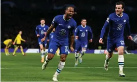  ?? Darren Walsh/Chelsea FC/Getty Images ?? Raheem Sterling calms Chelsea nerves by scoring their first goal before half-time. Photograph: