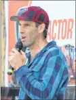  ??  ?? Seven-time world logrolling champion Darren Hudson was emcee for the third annual Nova Scotia Lumberjack Championsh­ips hosted at the Wild Axe Park in Barrington by the North Nova Lumberjack Society.