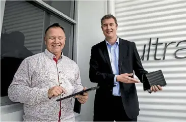  ??  ?? Ultrafast Fibre chief executive William Hamilton and chief marketing officer Richard Riley.
