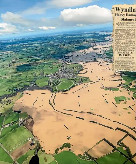  ??  ?? The flooding in Wyndham, Southland, photograph­ed at noon on February 5 last year.