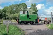  ?? Alistair Grieve ?? Phil Civil's Thomas Hill 4wDH (111c/1961) stretches its wheels on the Chasewater Railway after completion of restoratio­n works in August.