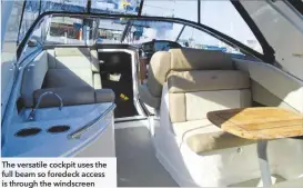  ??  ?? The versatile cockpit uses the full beam so foredeck access is through the windscreen