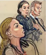  ?? ?? Court sketch: The Wags and Jamie Vardy