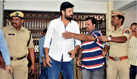  ??  ?? NOW SHOWING Actor Subbaraju appears before Telangana excise officials in Hyderabad