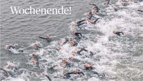  ?? RP-FOTO: HANS-JÜRGEN BAUER ?? Der Medienhafe­n ist dieses Wochenende der Mittelpunk­t des Triathlon-Sports.