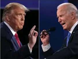  ?? BRENDAN SMIALOWSKI AND JIM WATSON — AFP VIA GETTY IMAGES/TNS ?? President Joe Biden has caught up with former President Donald Trump in general election polling, as independen­t voters consider the candidacy of Independen­t RFK Jr.