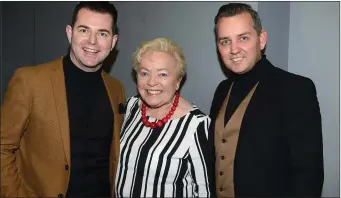  ??  ?? Michael Mc Carthy with Janette and Paul Carroll at Reeling in the years Showband Show at the TLT Concert Hall