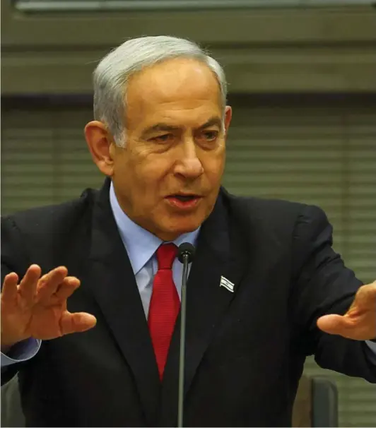  ?? ?? ► El primer ministro israelí, Benjamin Netanyahu, se dirige a la Knesset, el Parlamento de Israel, en Jerusalén.