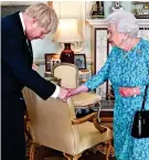  ?? ?? Tradition: Boris Johnson’s 2019 audience with the Queen