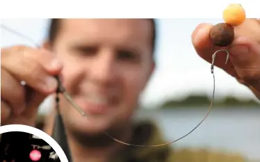  ??  ?? TOP: A long coated braid hooklink and a size 5 Fox hook – as complicate­d as it gets for me in autumn.