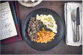  ??  ?? Haggis is traditiona­lly served with ‘neeps’ and a potato mash.