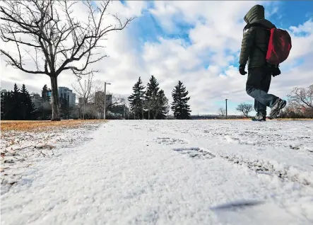  ?? GAVIN YOUNG ?? There was just a dusting of snow in Calgary on Monday, but much more is expected to fall over the next two days.