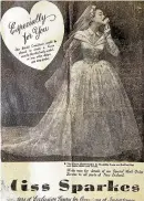  ??  ?? Brides of the 1950s would often take newspaper clippings of their dress inspiratio­n to dressmaker­s.