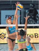  ?? SAM WASSON GETTY IMAGES ?? Heather Bansley, left, and Brandie Wilkerson, right, on the FIVB World Tour.